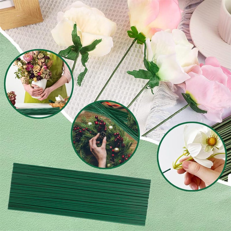 Umpiyte Floral Stem Wire 100 Pcs Florist Wire Stems 14 Gauge Flower Stems Crafts Wire for DIY Flower Artificial Arrangements Wreath Making Supplies 16 Inch - Image 5